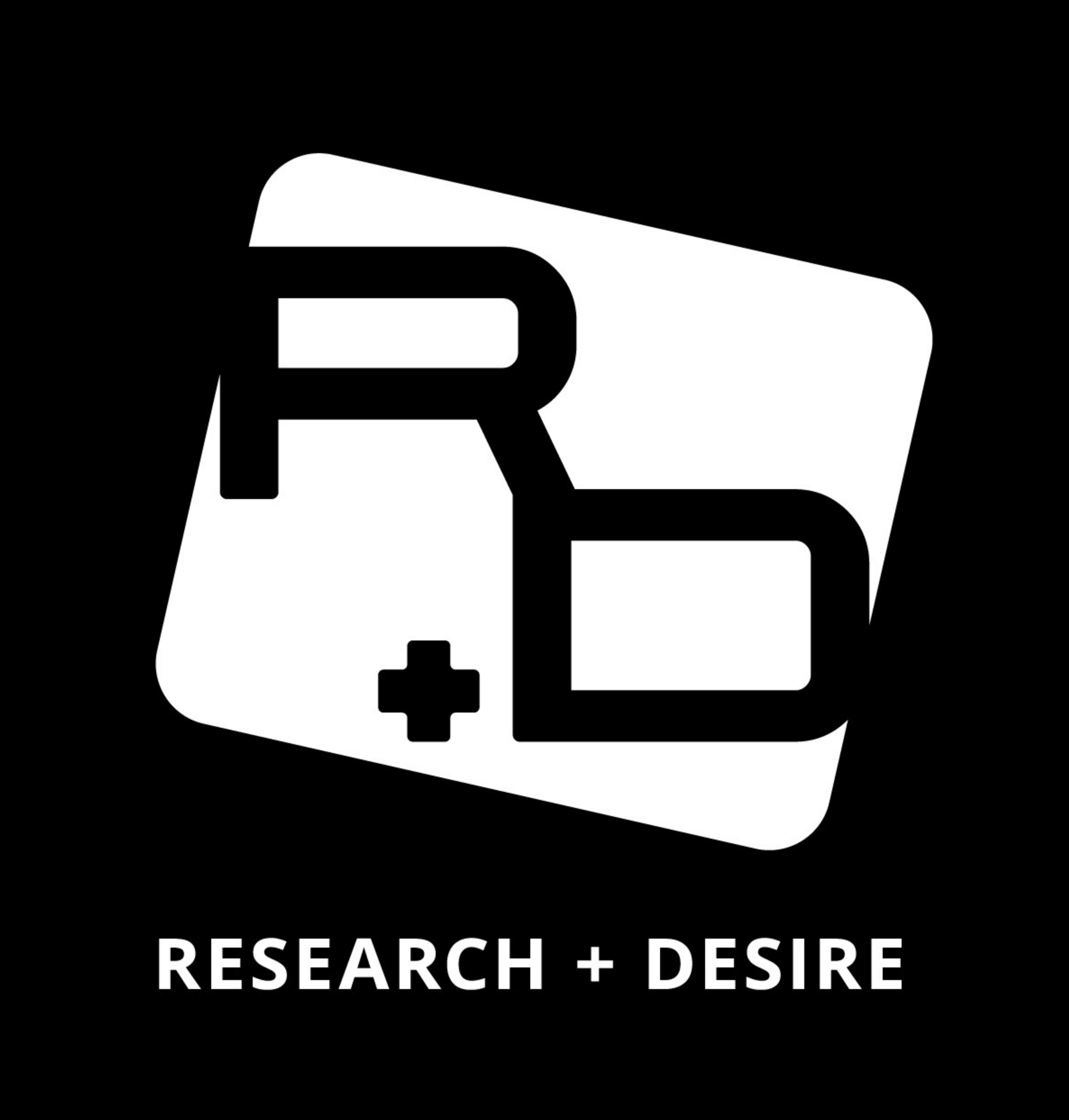 Research and Desire Logo in Black and White
